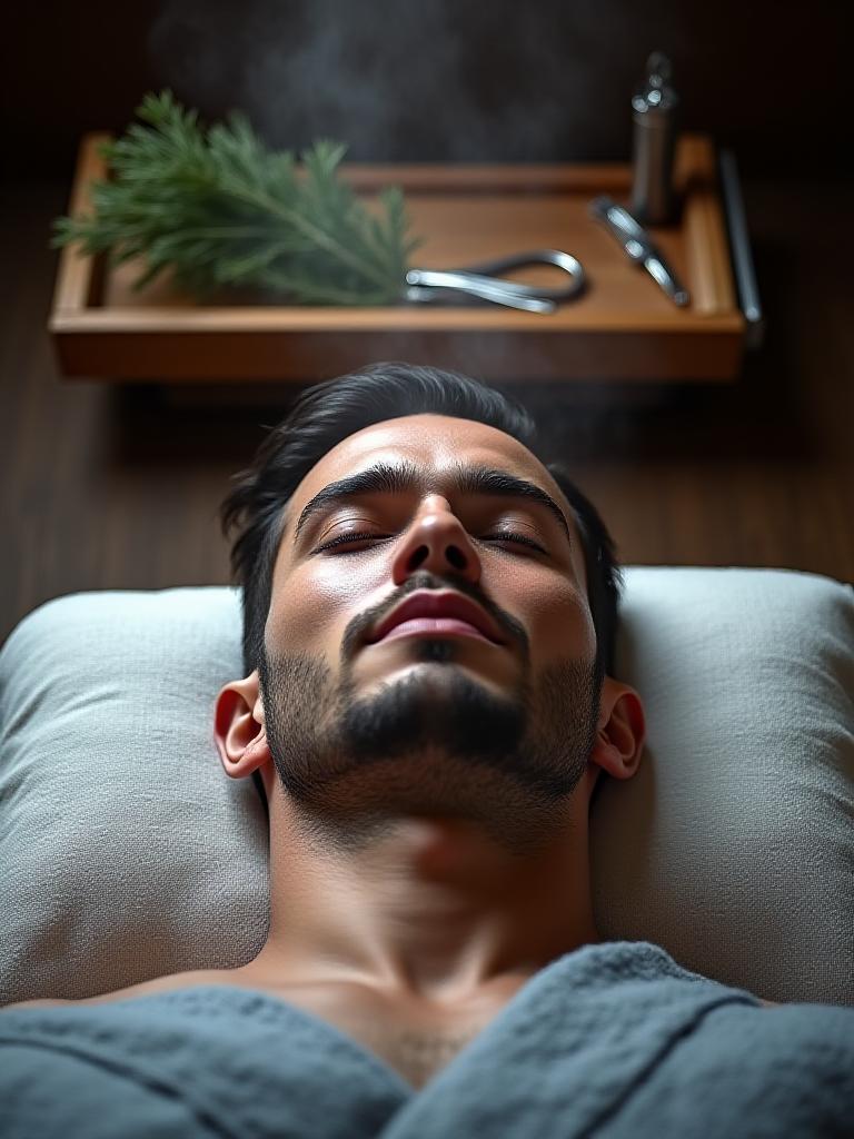 蒸しタオルと厳選されたアロマの演出